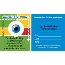 Custom Great Eye Care Sticker Appointment Cards