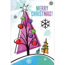 Merry Christmas Colorful Trees Greeting Cards