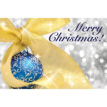 Gold Ribbon Merry Christmas Greeting Cards