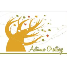 Autumn Greetings Blowing Tree Greeting Cards