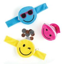 Plush Smiley Coin Purse Slap Bracelets