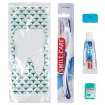 SmileCare™ Adult Geo Tooth Basic Zippered Bag Dental Kits