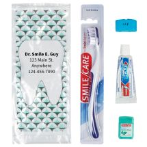 Custom SmileCare™ Adult Geo Tooth Basic Zippered Bag Dental Kits