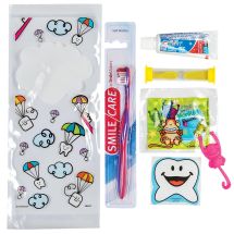 SmileCare™ Youth Dental Paratrooper Premium Zippered Bag Dental Kits with Flossers