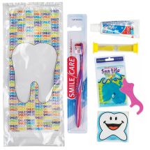 SmileCare™ Youth Smile! Premium Zippered Bag Dental Kits with Flossers