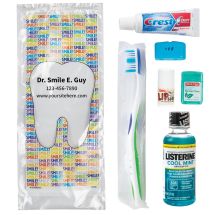 Custom SmileCare™ Adult Smile! Preference with Listerine Zippered Bag Dental Kits