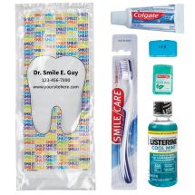 Custom SmileCare™ Adult Smile! Basic Colgate with Listerine Zippered Bag Dental Kits
