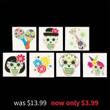 Day of the Dead Glow in the Dark Temporary Tattoos