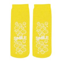 KidCare™ Yellow Smiley Face Ankle Length Slipper Socks - 1 pair